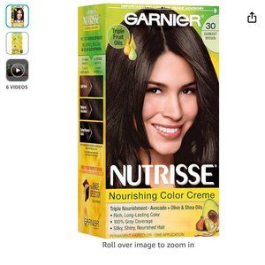 Garnier Nutrisse Nourishing Hair Color Creme, 30 Darkest Brown (Sweet Cola)